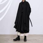 Mesh Overlay Open-front Long Jacket Black - One Size