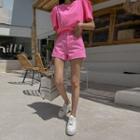 Fray-hem Neon Color Shorts