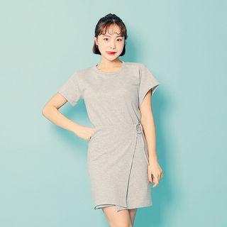 Round-neck Wrap-hem Cotton Dress