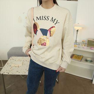 Sequined-detail Printed Sweatshirt