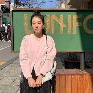 Puff-shoulder Pastel Cardigan
