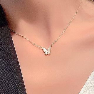 Butterfly Chain Necklace Gold & White - One Size