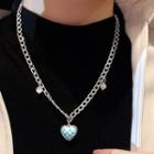 Heart Checker Pendant Stainless Steel Necklace