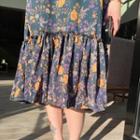 Set: Long-sleeve Mock Neck Top + Strappy Floral Midi Dress