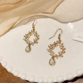 Leaf Hoop Drop Earring 1 Pair - Gold - One Size