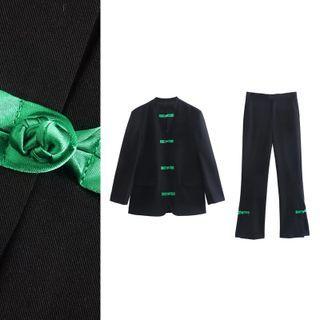 Frog Button Blazer / Boot Cut Pants