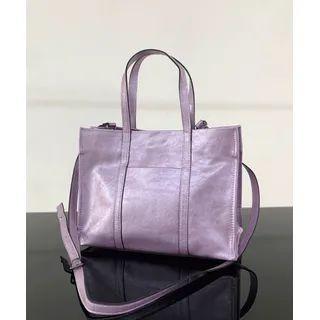 Shimmer Pleather Tote Bag Purple - One Size