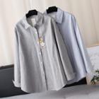 Long Sleeve Cute Cats Embellished Plus Size Shirt