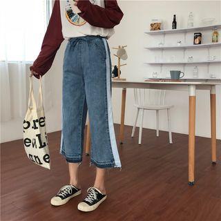 Cropped Colored Panel Jeans
