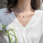 Faux Pearl Choker Necklace Faux Crystal Choker - One Size