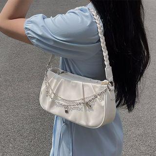 Chain Detail Hobo Bag White - One Size