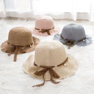 Faux Pearl Straw Hat