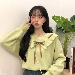 Bow Detail Lantern-sleeve Sweater