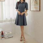 Puff-sleeve Midi Shirtwaist Dress