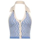 Sleeveless Collared Single-breasted Knit Top