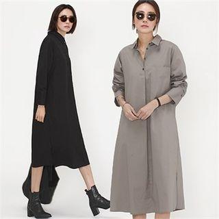 Half-placket Wide-cuff Long Shirtdress