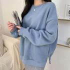 Slit-side Fleece-lined Boxy Pullover