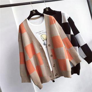Checkered Cardigan As Shown In Figure - One Size