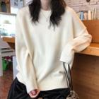 Knitted Plain Loose-fit Sweater