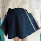 Fray-hem A-line Denim Skirt