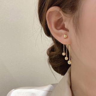 Bead Alloy Fringed Earring 1 Pair - Silver Pin - Gold - One Size