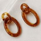 Oval Acrylic Dangle Earring A513 - Brown - One Size
