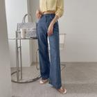 Contrast-stitch Wide-leg Jeans