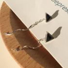 925 Sterling Silver Triangle Dangle Earring 1 Pair - Through Earrings - Triangle - Black - One Size
