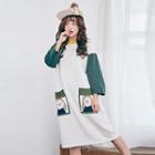 Long-sleeve Embroidered Knit Dress