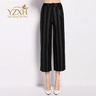 Cropped Striped Straight-leg Pants