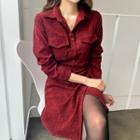 Wrap-front Corduroy Dress