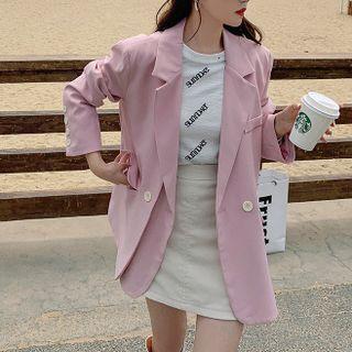 Notch Lapel Two Button Plain Blazer
