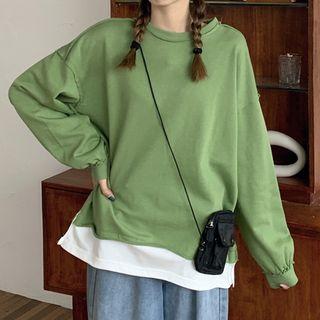 Mock Two-piece Lettuce Edge Pullover