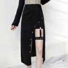 High-waist Plain Skort With Garter