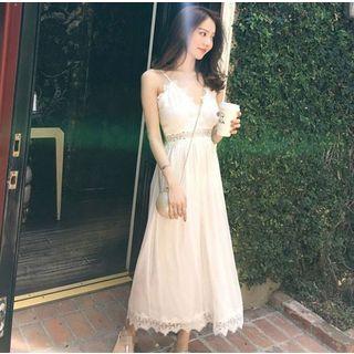 Sleeveless Lace-trim Chiffon Jumpsuit