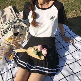 Set : Raglan Short-sleeve T-shirt + Skirt