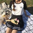 Set : Raglan Short-sleeve T-shirt + Skirt