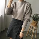 Round-neck Cuffed-sleeve Sweater