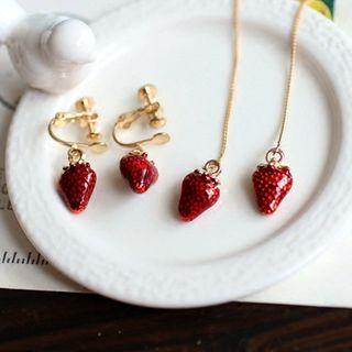 Strawberry Earrings/ Clip-on Earrings/ Necklace