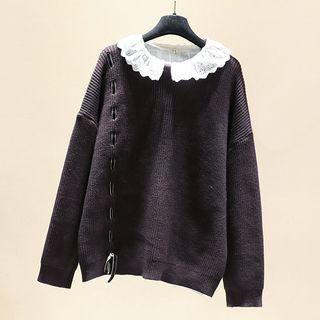 Drawstring Sweater Coffee - One Size