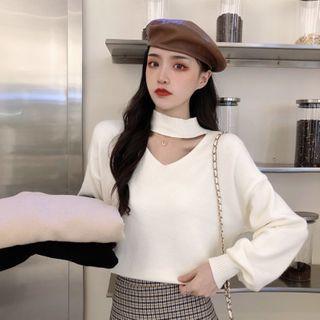 Cutout Plain Sweater