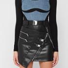 Faux Leather Buckled Pencil Skirt