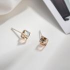 925 Sterling Silver Rhinestone Cube Earrings As Shown In Figure - One Size