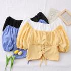 Wide-neck Corset Crop Blouse