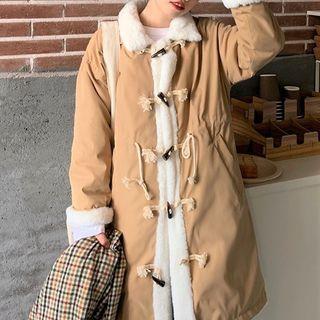 Fleece Trim Toggle Coat Khaki - One Size