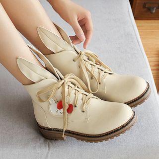 Rabbit Ear Lace Up Short Boots