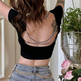 Short-sleeve Chained Back Crop T-shirt