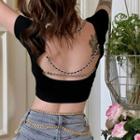 Short-sleeve Chained Back Crop T-shirt
