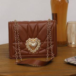 Chain Strap Faux Pearl Hobo Bag