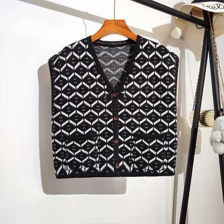 V-neck Cropped Print Vest